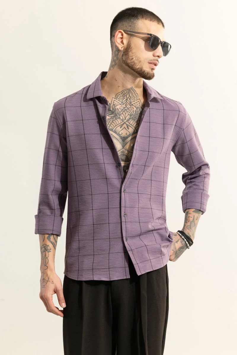 سنيتش Grid Block Purple Checks Shirt